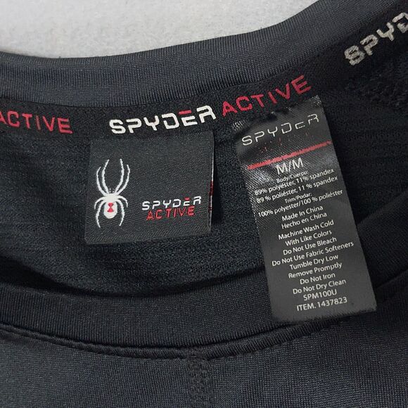 SPYDER Active Pro Web Baselayer Shirt Men's Medium Long Sleeve Crewneck Black - Picture 4 of 10